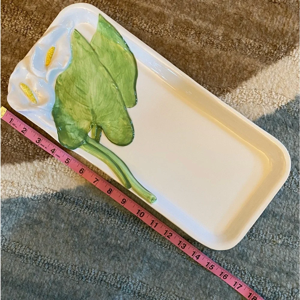 Carraro Majolica Calla Lily Serving Bread Tray